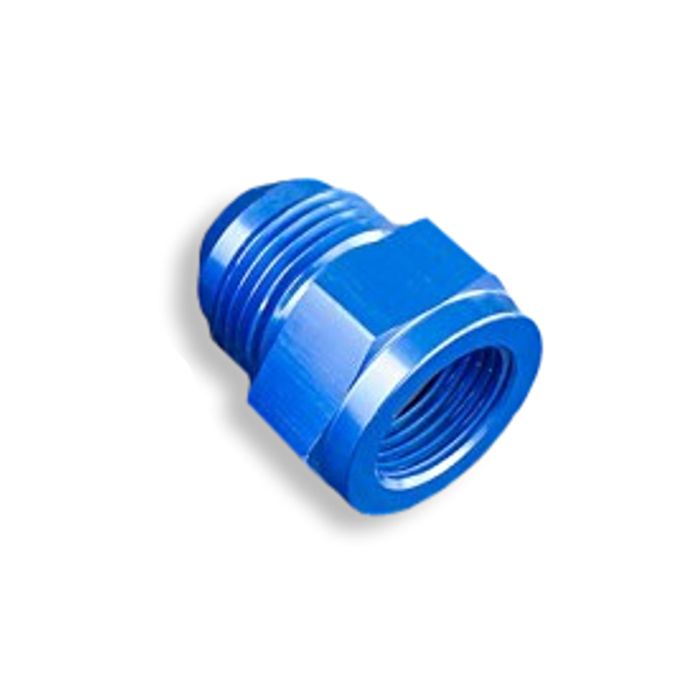 Adaptador AN10 macho a AN6 hembra JIC para manguera, color azul.