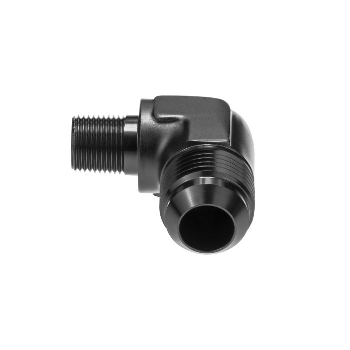 AN12 JIC Flare to 1/2 NPT Male 90 Degree Elbow Oil/Fuel Hose Adapter, Black