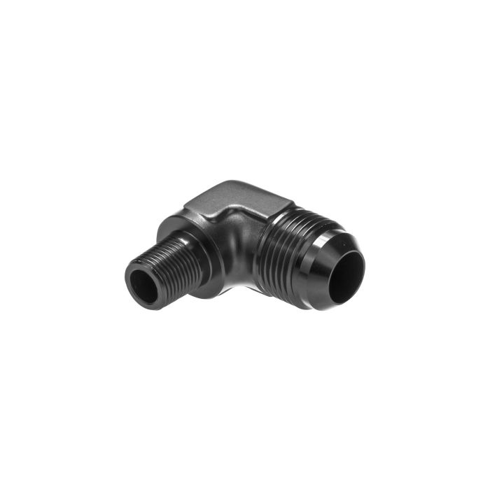 AN12 JIC Flare to 3/4 NPT 90 Degree Male Elbow Oil/Fuel Hose Adapter, Black