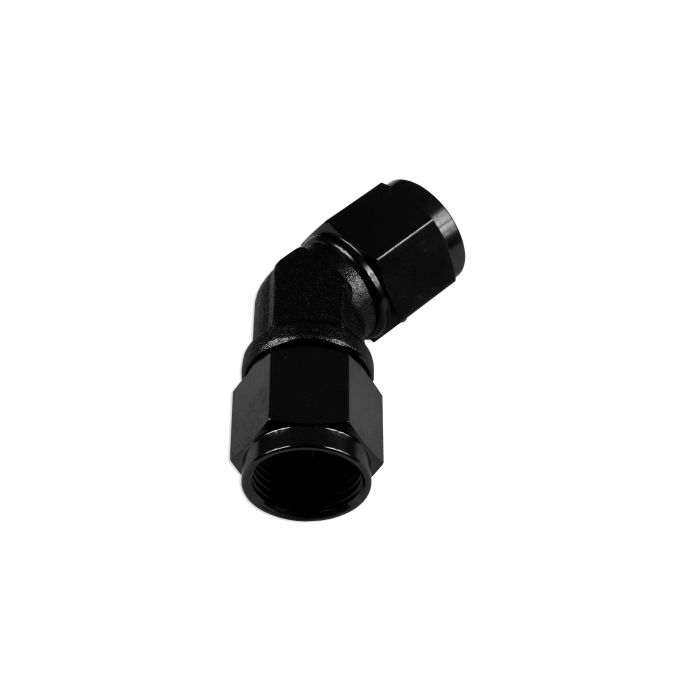 Adaptador AN12 de 45" con acoplamiento hembra-hembra para manguera, color negro.