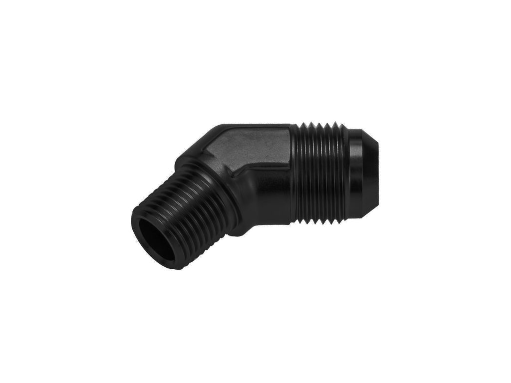 Adaptador racor recto 45° AN4 JIC Flare a 1/4 NPT