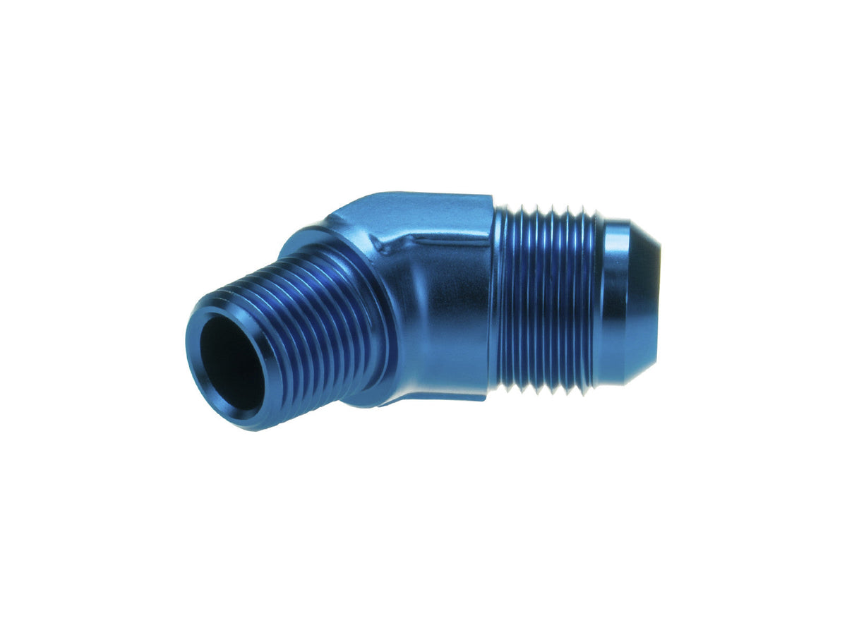 Adaptador racor recto 45° AN4 JIC Flare a 1/4 NPT