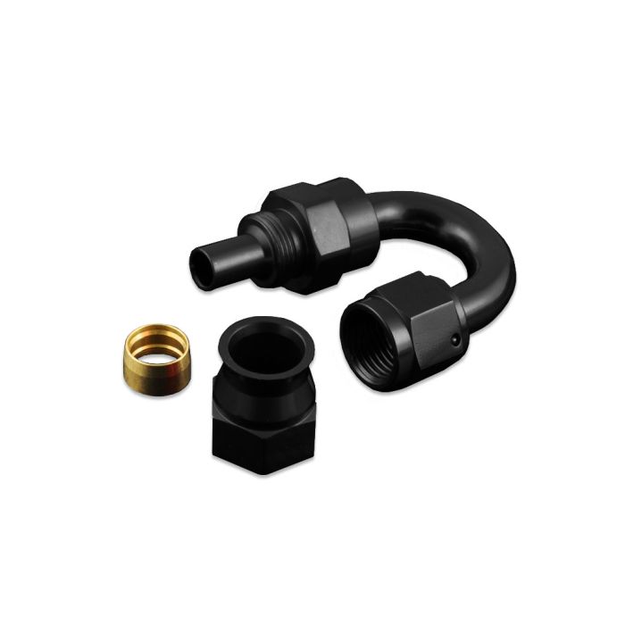 AN-4 AN4 JIC 180 Degree PTFE Hose Fitting for Fuel, Black.