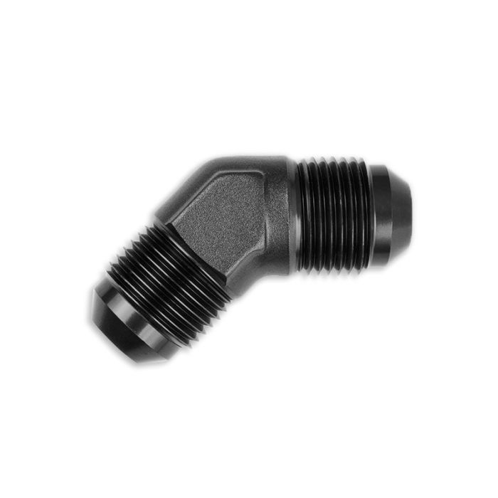 Adaptador AN4 de 45" con acoplamiento macho-macho para manguera, color negro.