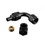 Conector de manguera AN-4 AN4 JIC de 90 grados de PTFE para combustible, color negro.