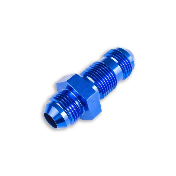 Adaptador AN4 JIC para mamparo, conexión recta macho para manguera, color azul.
