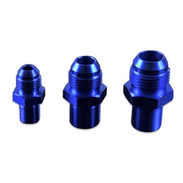 AN-4 AN4 JIC Flare Hose Connection Adapter to M8x1.5 Metric Male to Male, Blue.