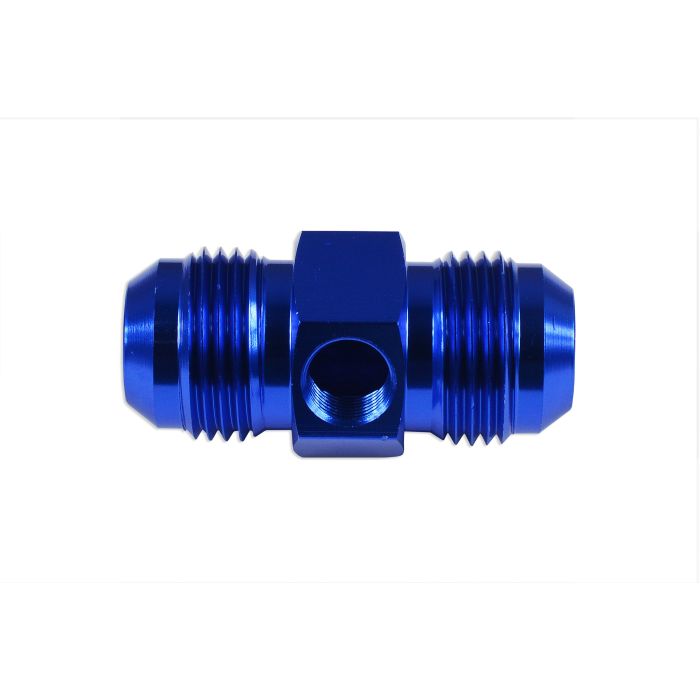 AN4 AN-4 Male-to-Male Adapter with 1/8 NPT Inline Port Fuel and Oil Pressure Blue