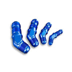 AN6 JIC Bulkhead Adapter, 45-Degree Male Fuel Hose Fitting, Blue.