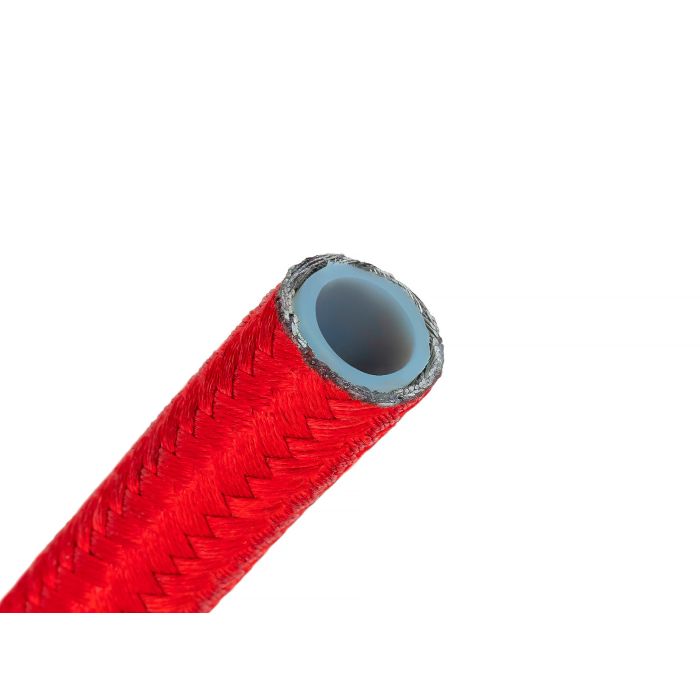 AN6 8mm (5/16") PTFE Teflon Braided Nylon Lined Fuel Hose, Red.