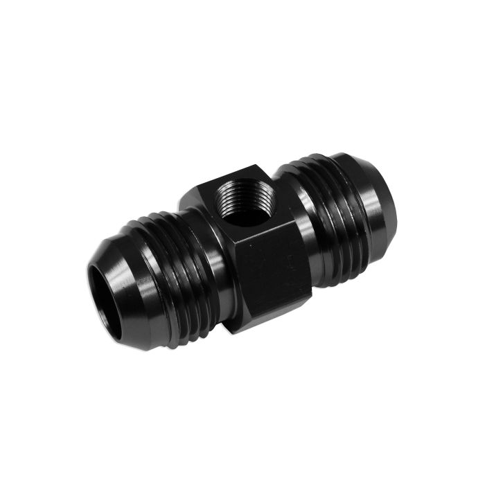 AN6 AN-6 Male-to-Male Adapter with 1/8 NPT Inline Port for Fuel and Oil Pressure Black