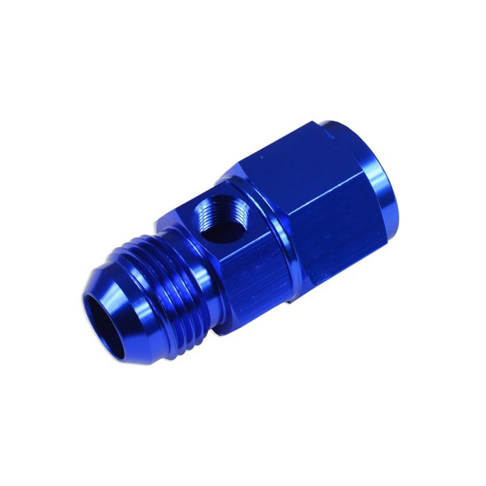 AN6 AN-6 Female to Male with 1/8 NPT Inline Port T-Fitting Adapter for Fuel/Oil Pressure Gauge Blue