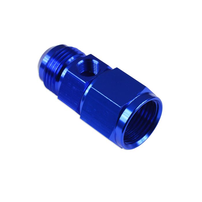 AN6 AN-6 Female to Male with 1/8 NPT Inline Port T-Fitting Adapter for Fuel/Oil Pressure Gauge Blue