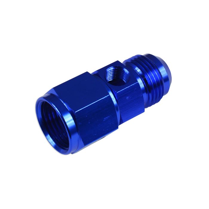 AN6 AN-6 Female to Male with 1/8 NPT Inline Port T-Fitting Adapter for Fuel/Oil Pressure Gauge Blue