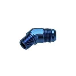 Adaptador de manguera recta AN8 JIC Flare a 1/2 NPT de 45' (color azul)