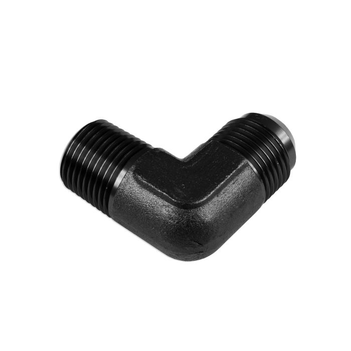 Adaptador AN8-1/2 NPT de 90" con acoplamiento macho-macho para manguera, color negro.