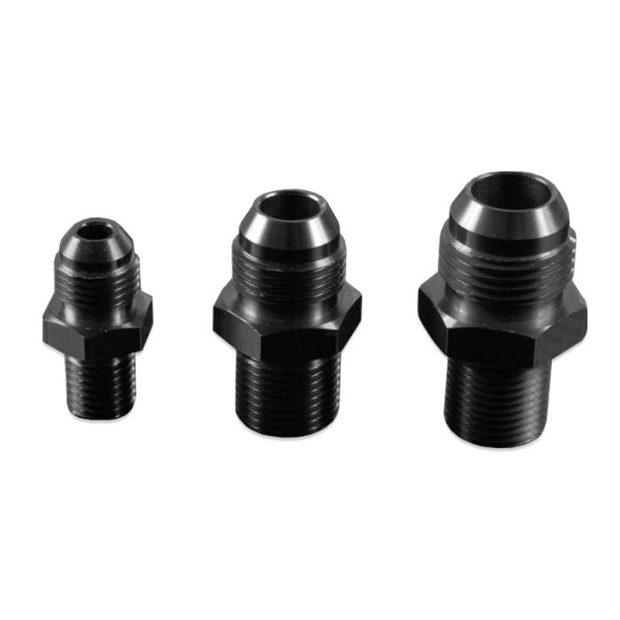 AN-8 JIC Flare to 1/2 NPT Straight Hose Adapter, Black.