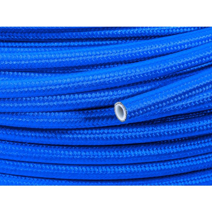 AN8 10mm (3/8") PTFE Teflon Braided Nylon Lined Fuel Hose Blue.