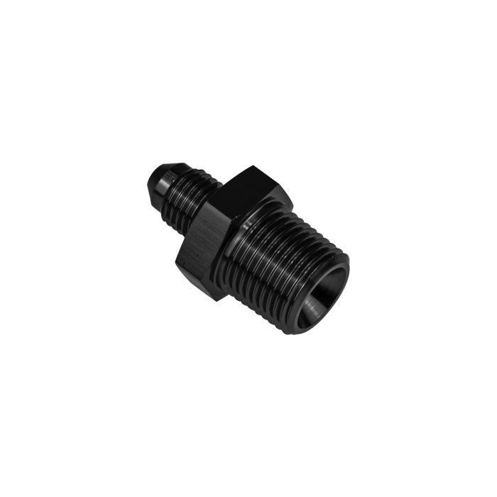 Adaptador de manguera recto AN8 JIC a 3/4 NPT, color negro.