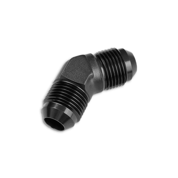 Adaptador AN8 de 45" con acoplamiento macho-macho para manguera, color negro.