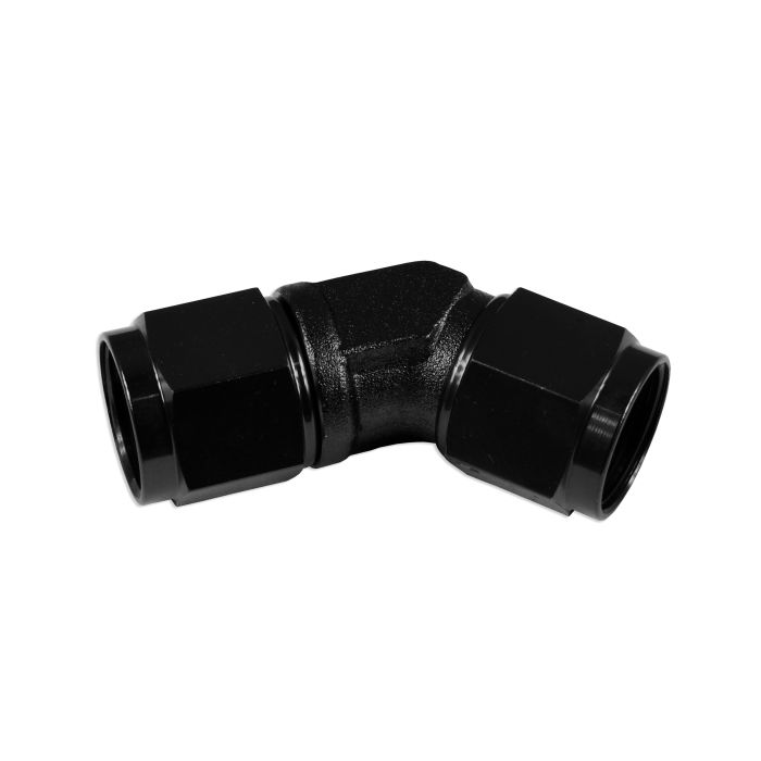 Adaptador AN8 de 45" con acoplamiento hembra-hembra para manguera, color negro.
