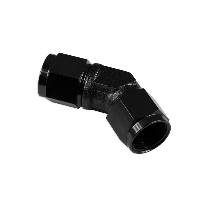 Adaptador AN8 de 45" con acoplamiento hembra-hembra para manguera, color negro.