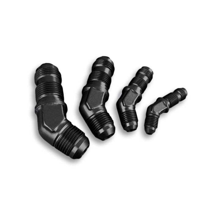 Adaptador AN8 JIC para mamparo, conexión macho para manguera de combustible de 45', color negro.