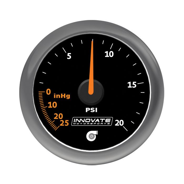 Innovate 3857 MTX-A: Manómetro analógico de vacío/presión de 20 PSI con esfera negra