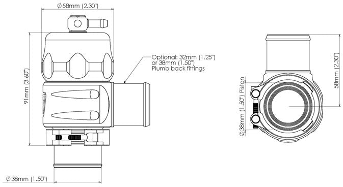 Blow off BOV Turbosmart TS-0205-1261 Plumb Back 32 mm