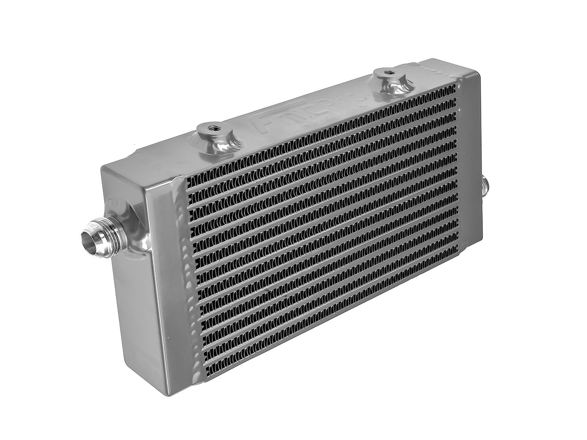 Radiador de aceite FMIC.Pro 240x140x40 asimétrico entrada de aceite plateado