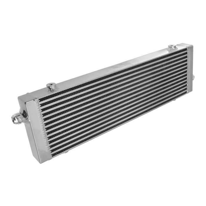 FMIC.Pro 470x140x40 asymmetrical oil cooler, silver oil inlet