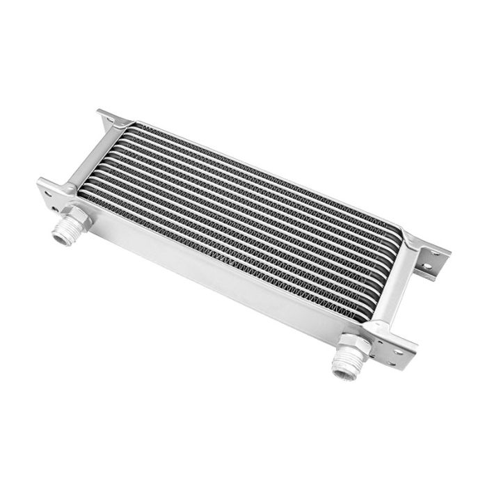 13-row male oil cooler, 7/8" (AN10) male thread, silver.