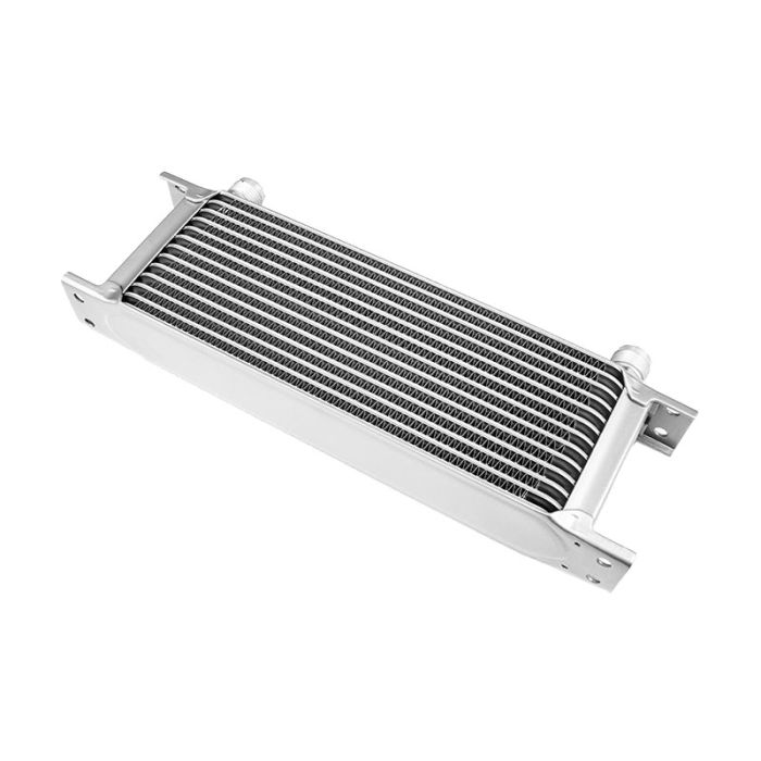 13-row male oil cooler, 7/8" (AN10) male thread, silver.