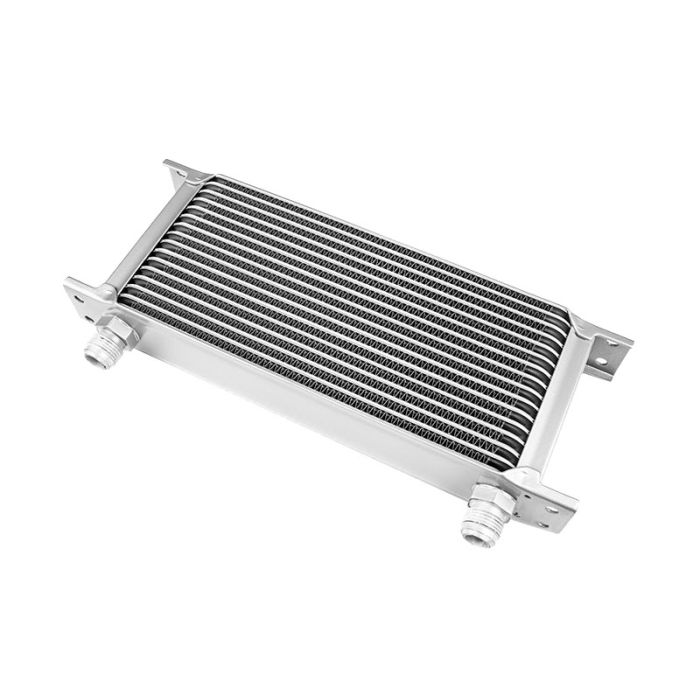 16-row Male Oil Cooler, 7/8" (AN10) Male Thread, Silver Color.