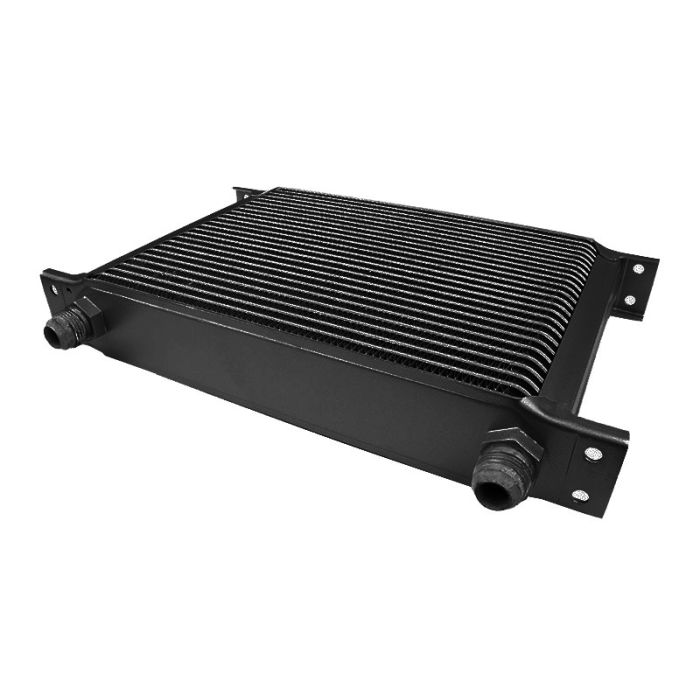 25-row male oil cooler, 7/8" (AN10) male thread, black.