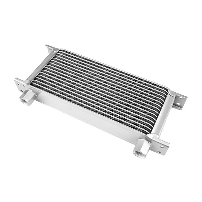 13-row female oil cooler, 1/2" female thread, silver.