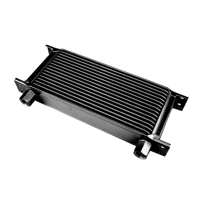 16-row female oil cooler, 1/2" female thread, black.