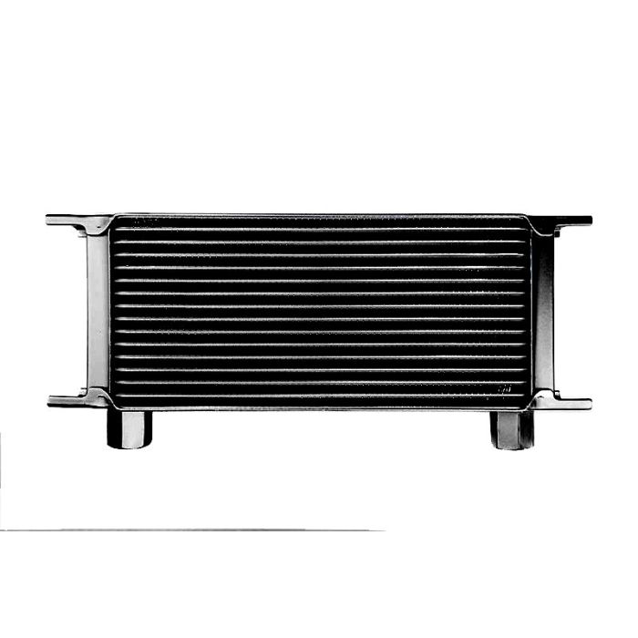 16-row female oil cooler, 1/2" female thread, black.