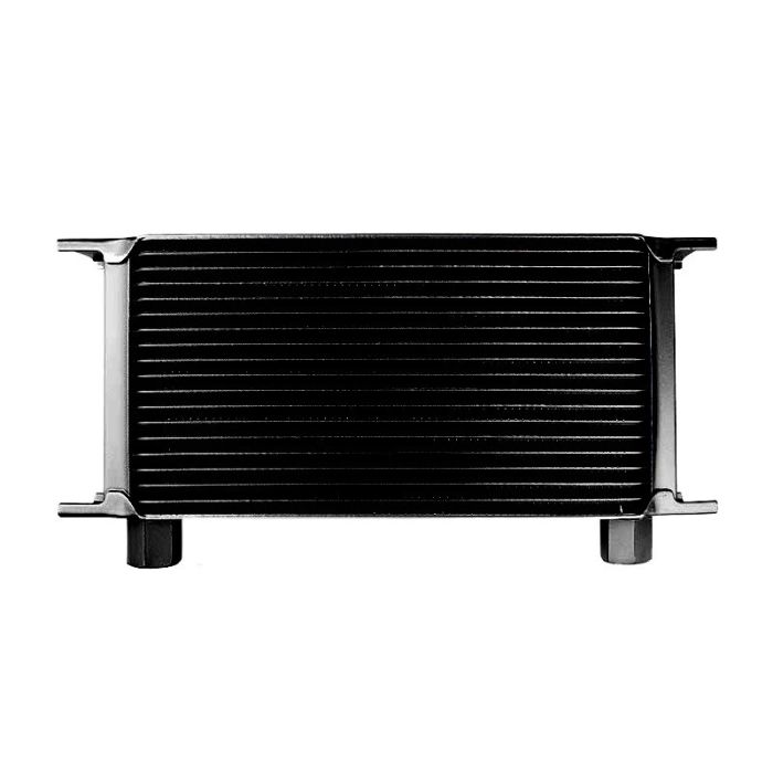 19-row female oil cooler, 1/2" NPT female thread, black.