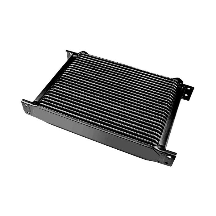 25-row female oil cooler, 1/2" NPT female thread, black.