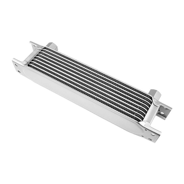 9-row female oil cooler, 1/2" female thread, silver.