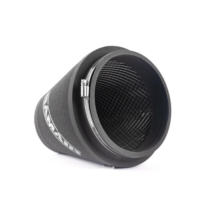 Ramair CC-195-VS-83-BK large conical air filter with 83mm ID neck and air intake.