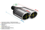 Embellecedor de escape universal oval 220×80 mm longitud 220 mm diámetro de montaje 50 mm