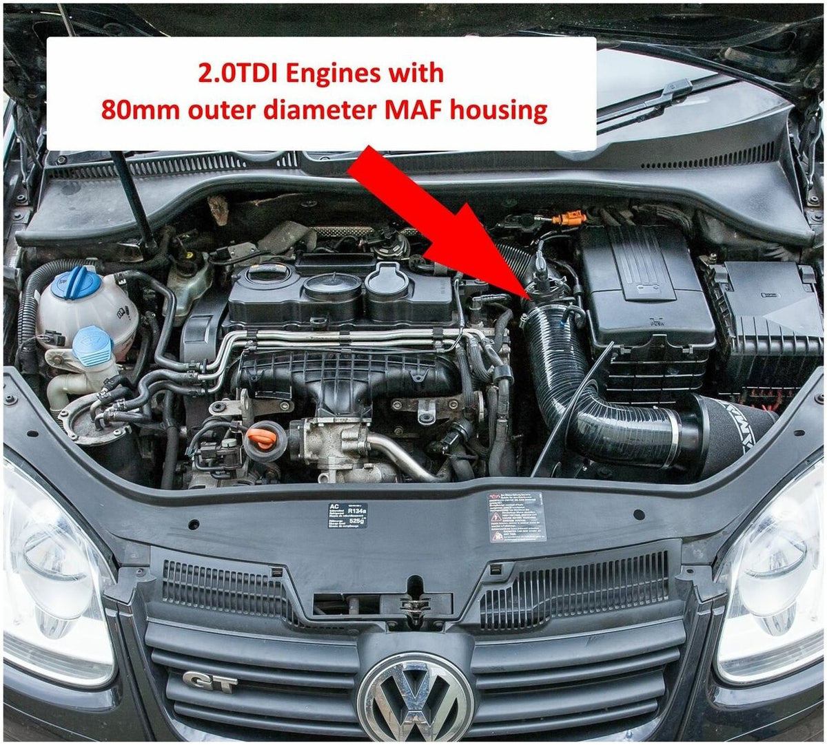 Kit de admisión con filtro de aire Ramair JSK-120-BK para Volkswagen VW Golf MK5 1.9 2.0 TDI