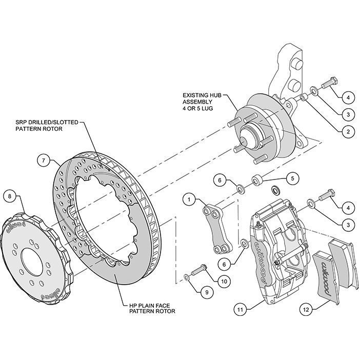 Kit de frenos delanteros Wilwood 140-9194 Forged Superlite 4 Big Brake para Nissan 240SX