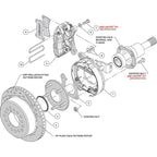 Kit de freno de estacionamiento trasero de perfil bajo Dynapro forjado Wilwood 140-11403 con discos perforados y ranurados pulidos.