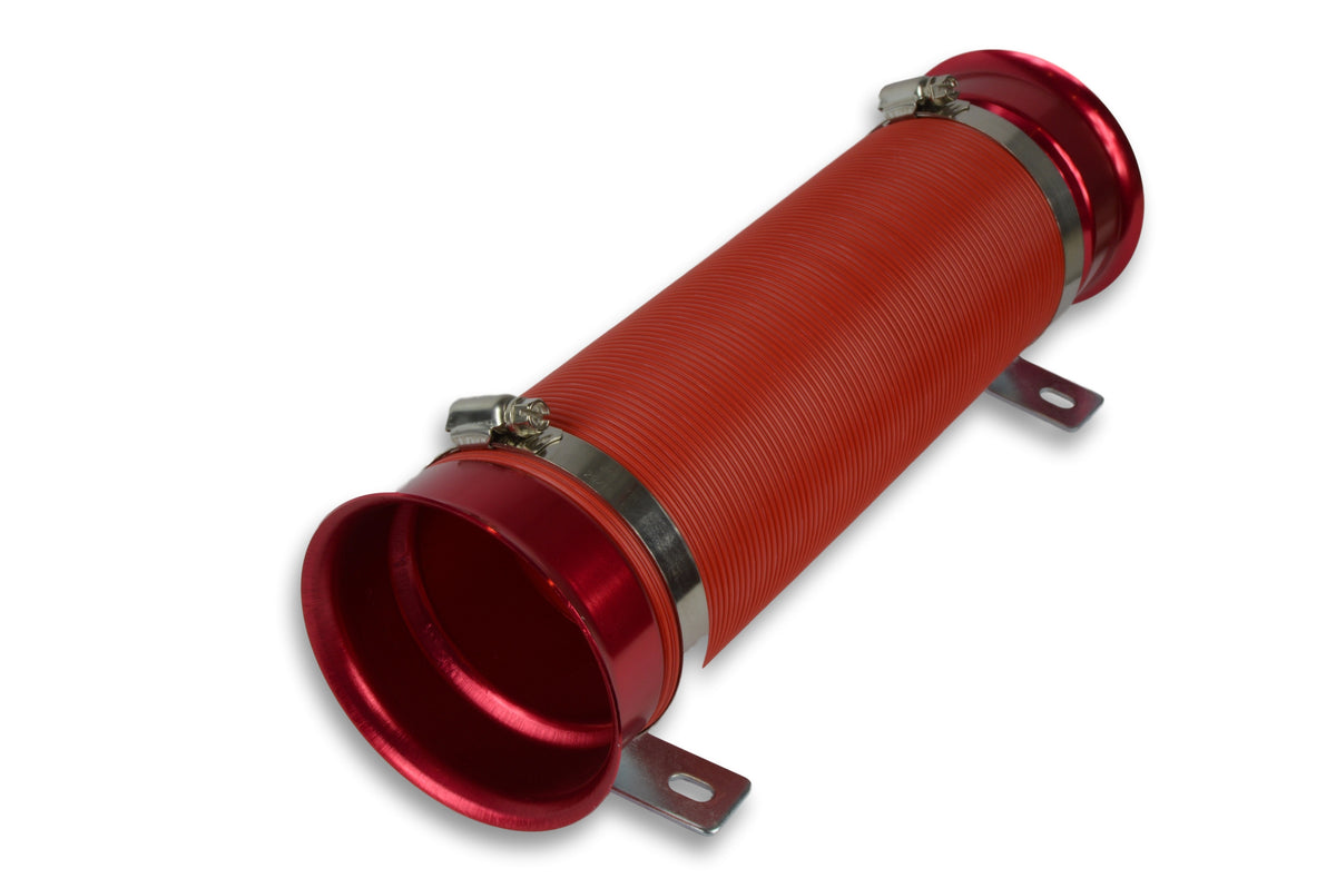 Tubo de admisión corrugado flexible con abrazaderas Rojo