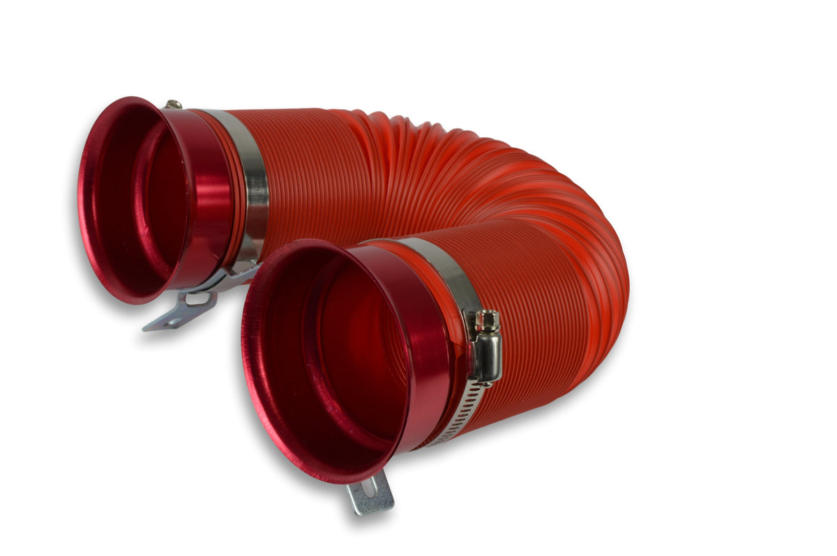 Tubo de admisión corrugado flexible con abrazaderas Rojo