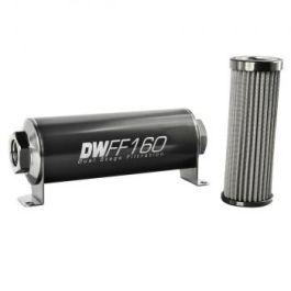 Filtro de combustible en línea con carcasa, kit de acero inoxidable de 100 micras AN10, 160 mm, universal DW-8-03-160-100K