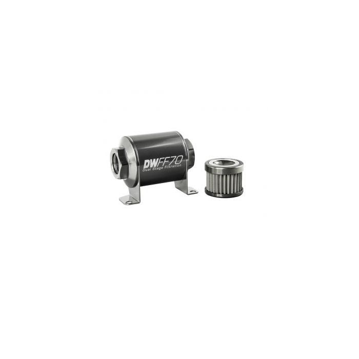 In-line fuel filter with housing, stainless steel kit, 100 micron, AN10, 70mm, universal, DW-8-03-070-100K